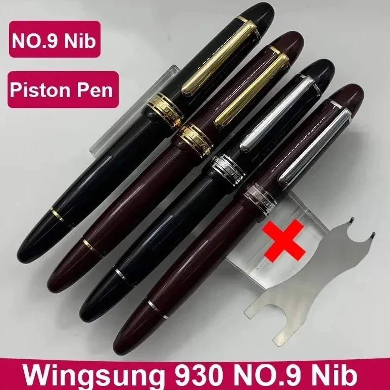 Фото Новый ключ для добавления в корзину! Перьевая ручка WingSung Large 930 с поршневым механизмом, перо N0.9 Iraurita, золотой/серебряный клипс, для бизнеса, учебы, в подарок №2