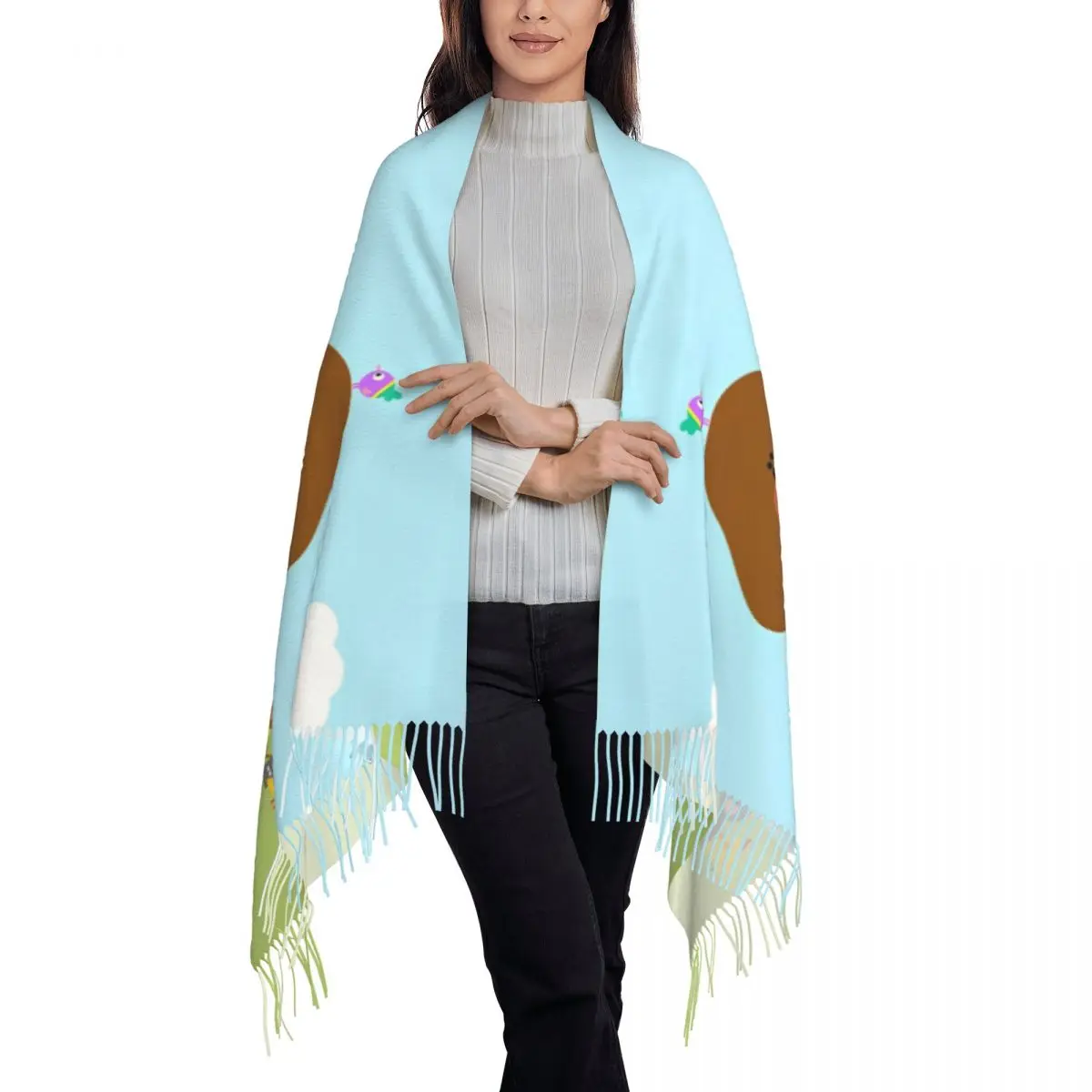 Женский шарф с кисточкой H-Hey D-Duggees большие мягкие искусственные подарки шарфы из