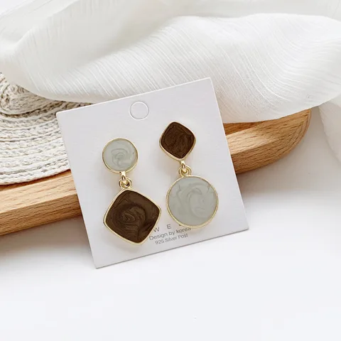 Серьги-подвески guangtuo синие коричневые