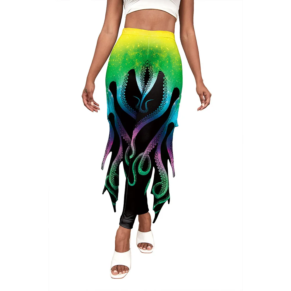 Леггинсы Zawaland женские с высокой талией и принтом русалка