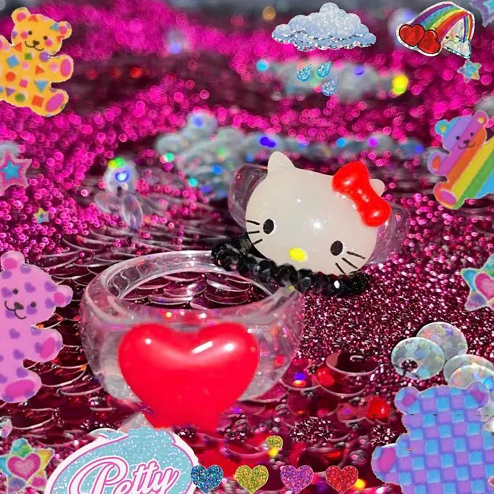

1 шт. Sanrioed Kawaii аниме мультфильм Hello Kitty резиновые кольца для девушек прекрасное кольцо на палец корейский стиль женский аксессуар