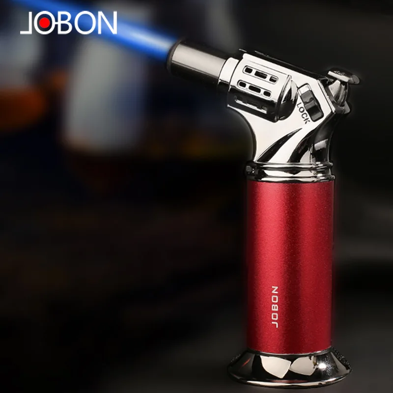 

Новинка, металлическая Бутановая газовая зажигалка JOBON, уличная ветрозащитная прямая турбо фонарь Галка с синим пламенем, пистолет для сига...