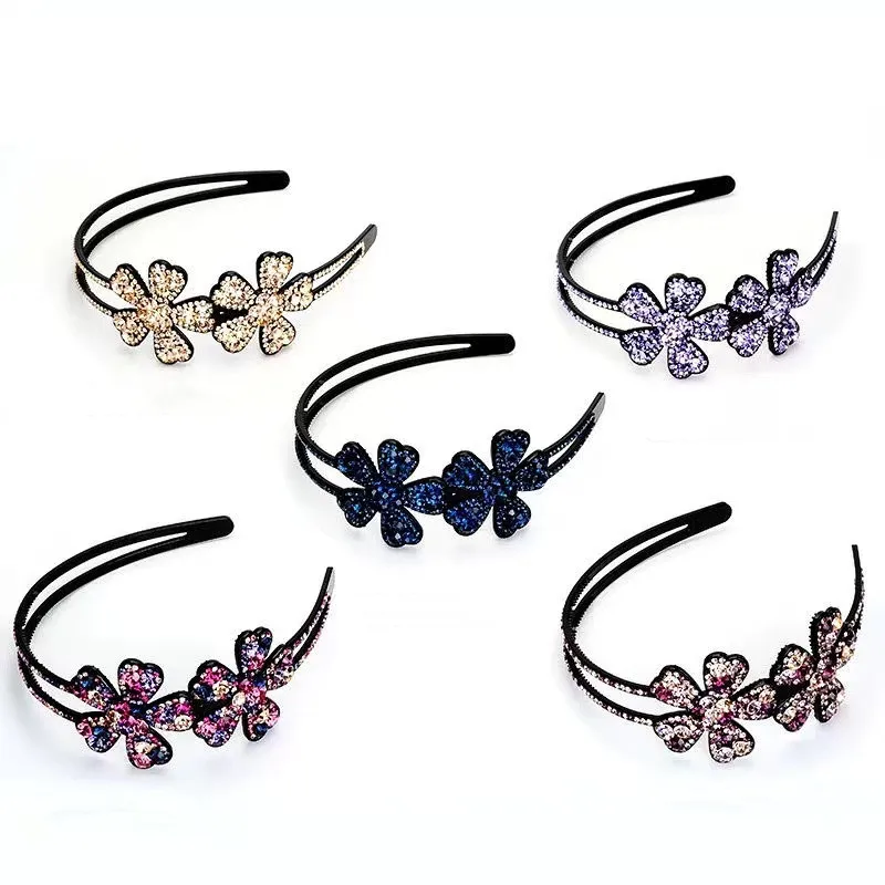 Ободок Стразы с нескользящим цветочным рисунком для женщин ободок волос