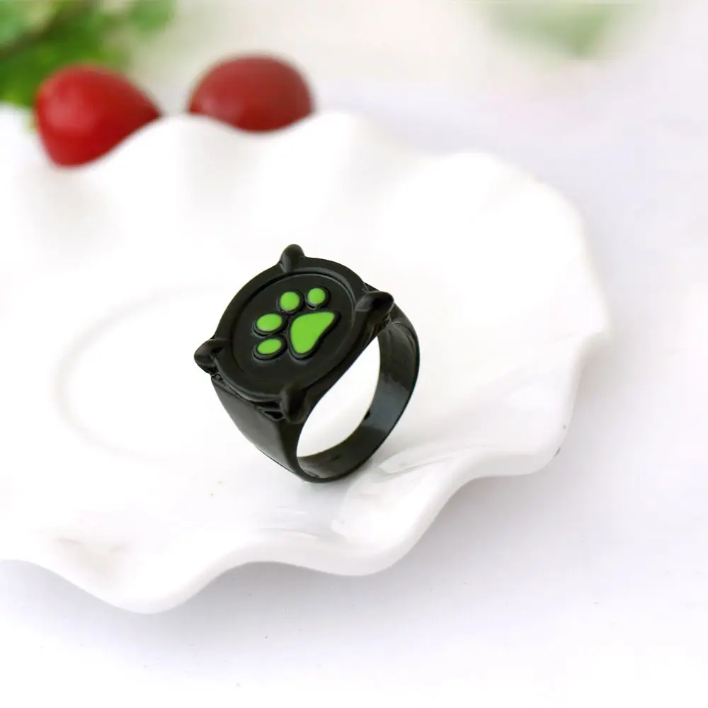 

Anime Black Cat Rings Girl Boy Green Print Enamel Cat Paw Finger Ring Cosplay Jewelry Party Kids Men Women Ring Birthday Christm