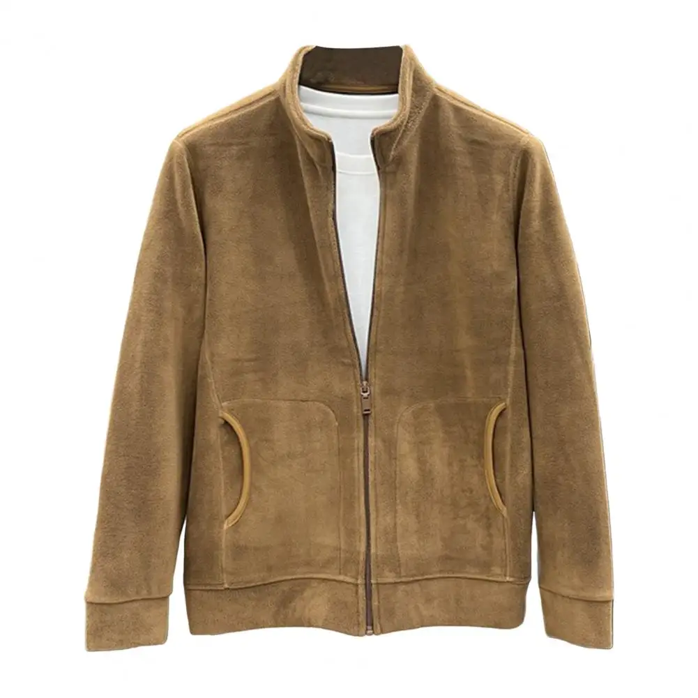 Мужская однотонная куртка зимняя флисовая из шерпа для занятий спортом на