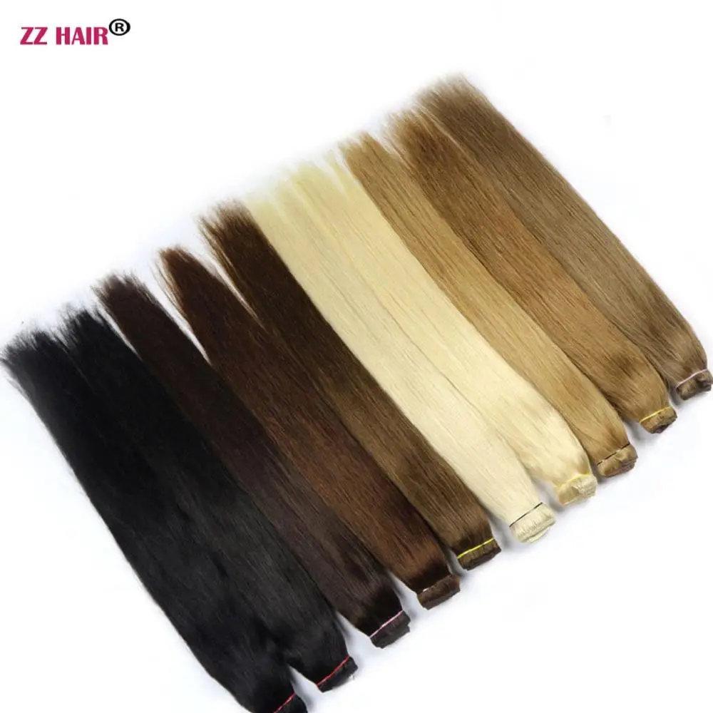 ZZHAIR 100% бразильские человеческие волосы для улучшения 16-24 дюймов прямые на клипсе