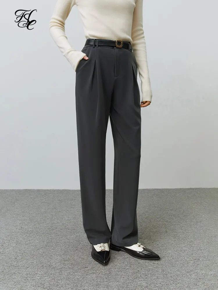 FSLE High Waist Straight Suit Pants Women Commuter Office Lady Fashion Slim Shape Casual Long Pants Female Autumn Winter 2022