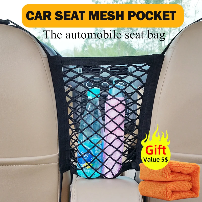 

Car Interior Trunk Seat Back Elastic Mesh Net Car Styling Storage Bag Pocket Cage velcro Grid Pocket Holder Car Accessories