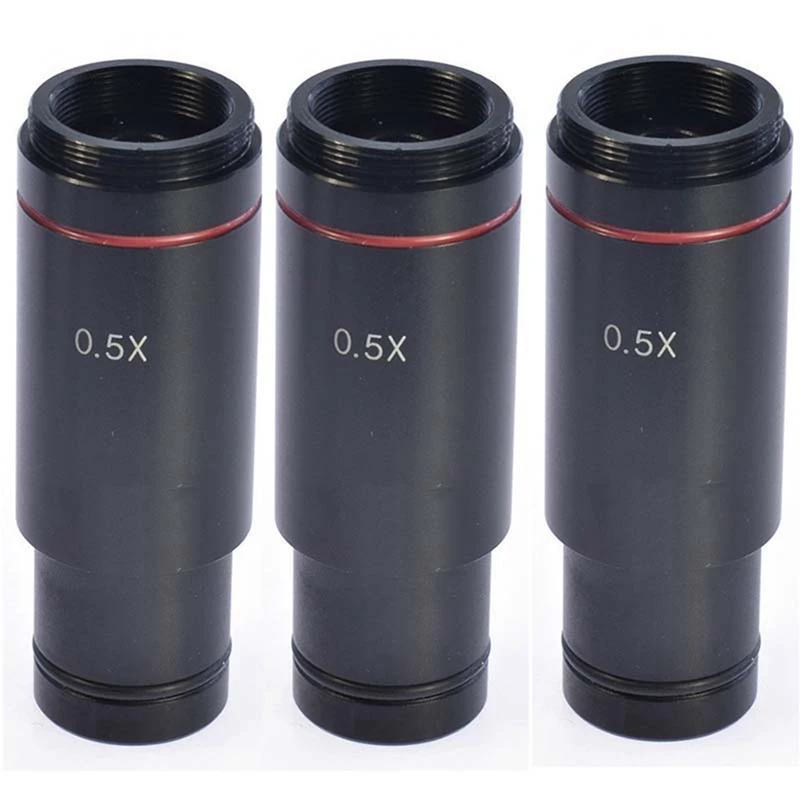 

3X, 0.5X C Mount Microscope Adapter 23.2mm Electronic Eyepiece Reduction Lens 0.5X Microscope Relay Lens