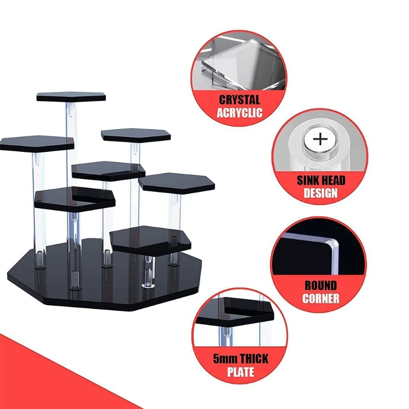 Высококачественные прозрачные/черные акриловые подставки для выставки Набор