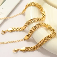 new simple fine mesh bracelet men women jewelry kpop strong stainless steel 18k real gold plating chain accessories vacation