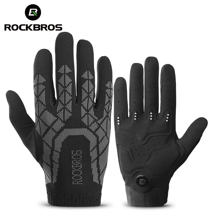 

Rockbros wholesale Knitted Bike Gloves SBR Pad Full Finger Gloves Breathable Screen Touch Full Finger Cycling Gloves S242