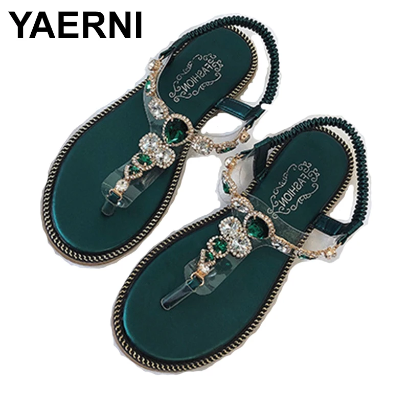 

Женские сандалии yaerni2022с эластичным ремешком, шлепанцы, обувь на плоской подошве, летняя обувь, черные, синие, большие размеры