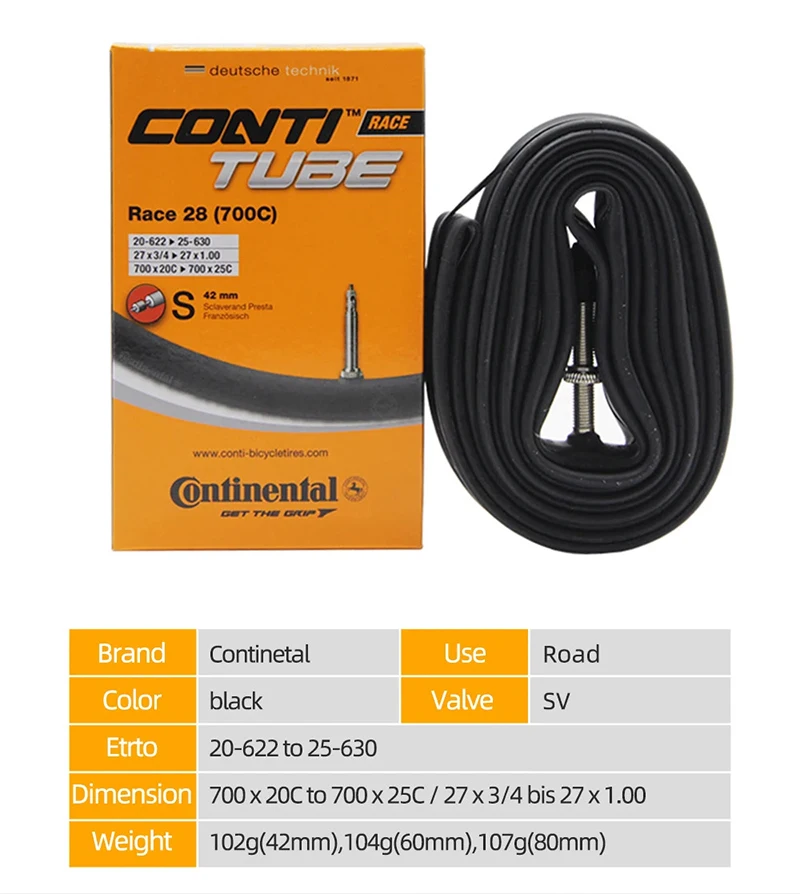 Continental Grand Race 28 Road Bike Bicycle Inner Tube 700c x 20-25 Presta Valve 42mm/60mm/80 Sclaverand French
