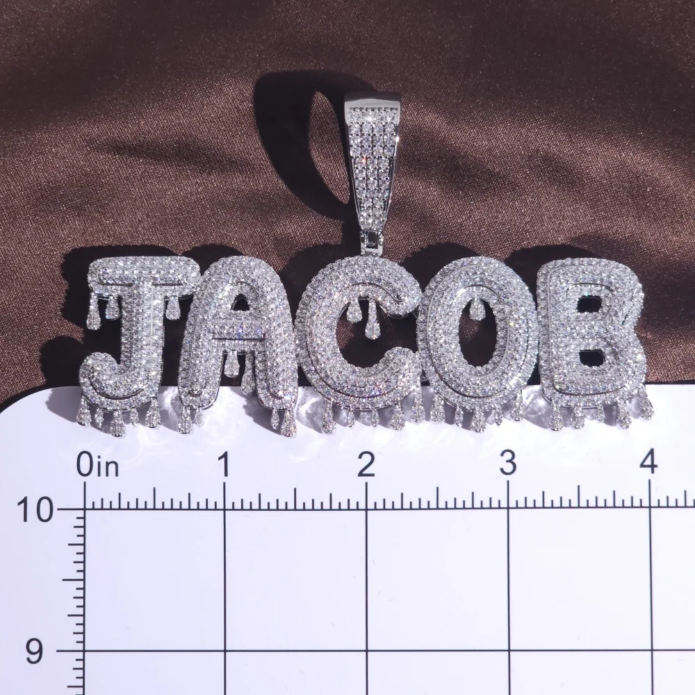 ICE CHARMI Custom Drop Water Letter Iced Out Bling CZ Stones Персонализированный кулон Нишевое ожерелье Роскошные ювелирные изделия в стиле хип-хоп (art.: 3920d334fec9e) - 3920d334fec9e