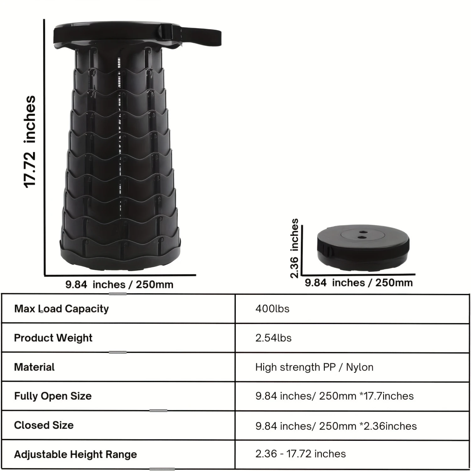 1pc Ultra-Portable Folding Camping Stool - Durable & Quick-Setup Seat Perfect for Fishing Outdoor Indoor Adventures Compa