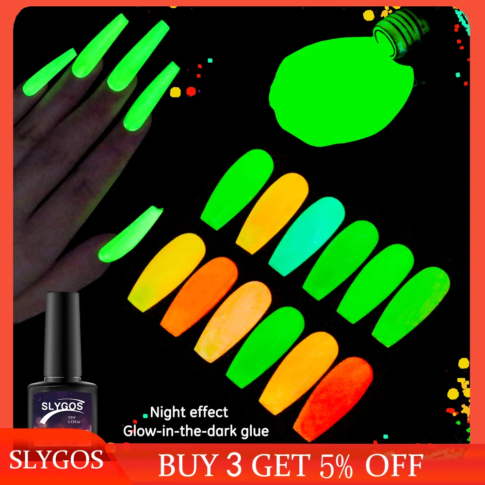 

10ML Fluorescent Glow-in-dark Gel Yellow Orange Green Nail Polish Neon Nails Gel Soak Off UV LED Luminous Varnish Nail Art Gel
