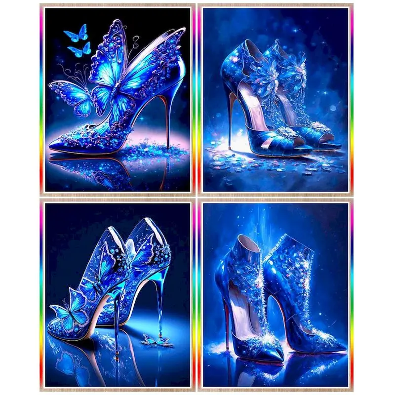 

CHENISTORY Picture By Number Blue High Heels Kits Painting By Number Landscape Gift Modern Drawing On Canvas For Living Room