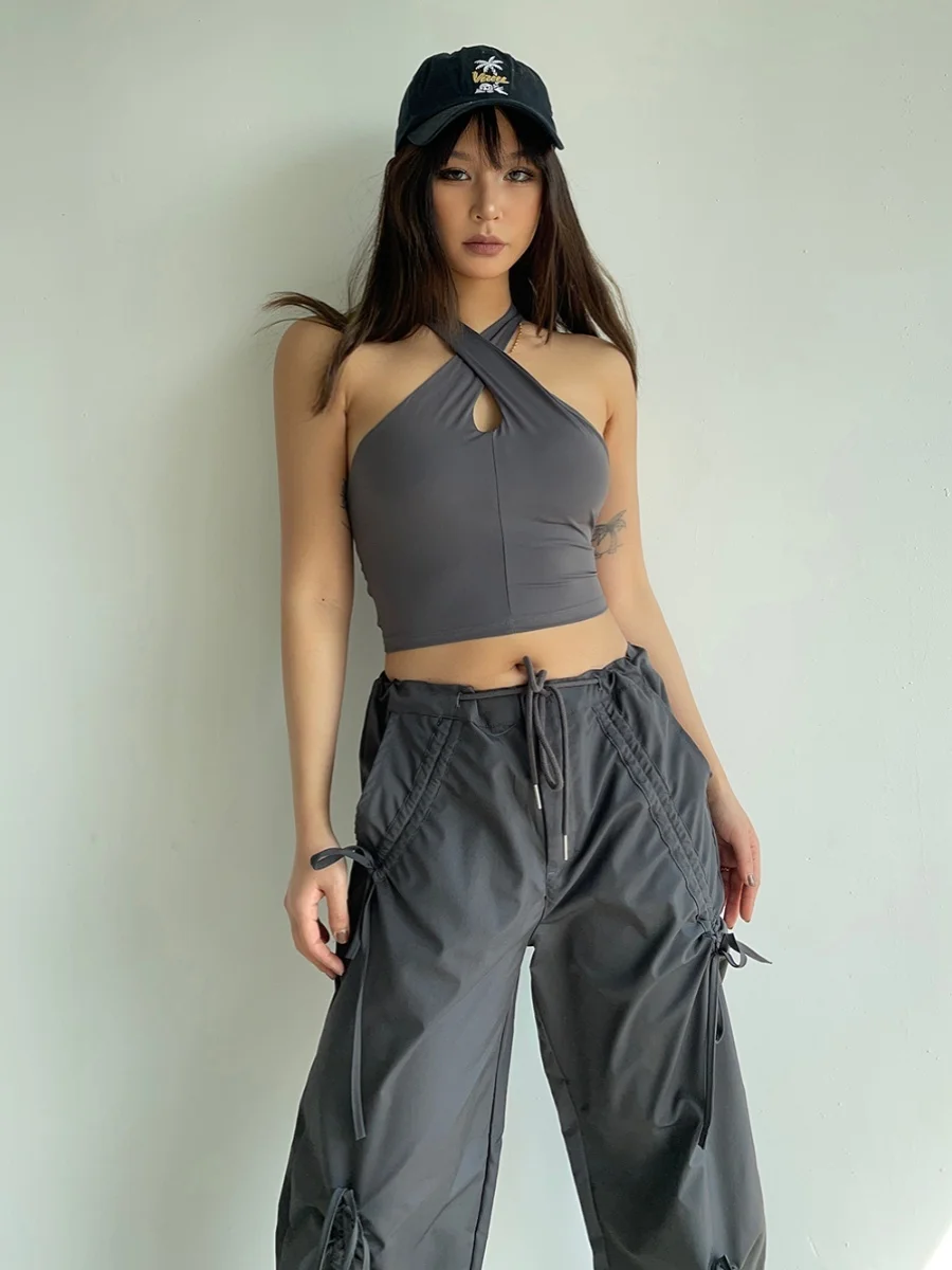 Летний женский короткий топ для занятий йогой без бретелек с вырезом-замком