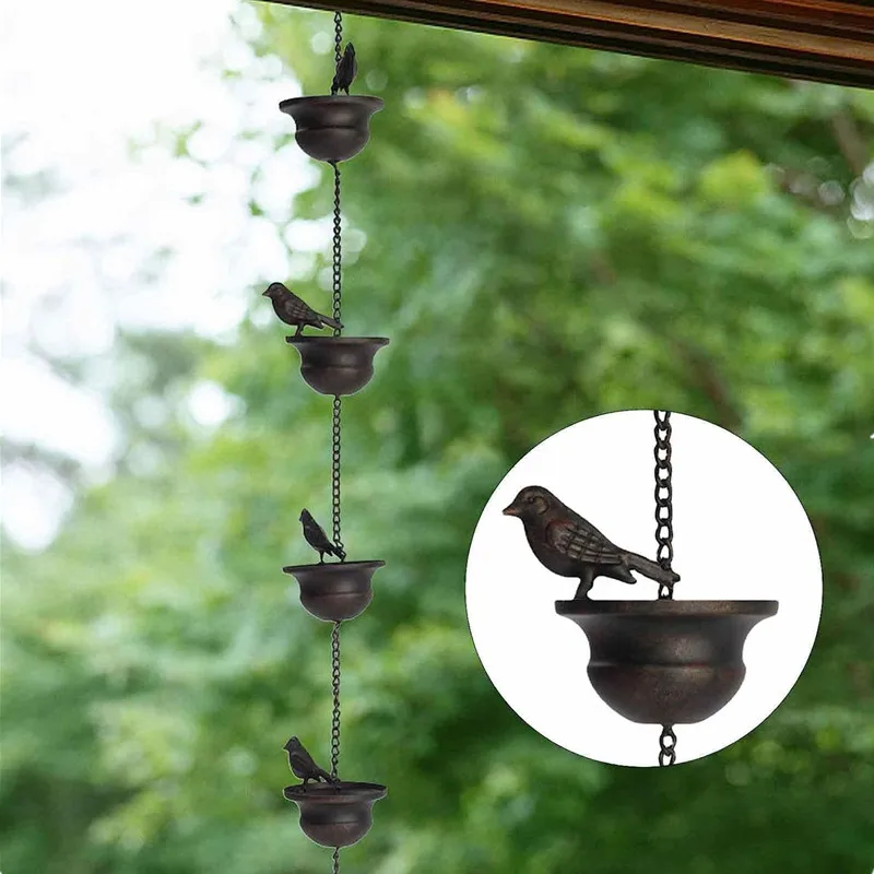 Металлическая дренажная цепочка декоративное украшение в виде птицы дождевая