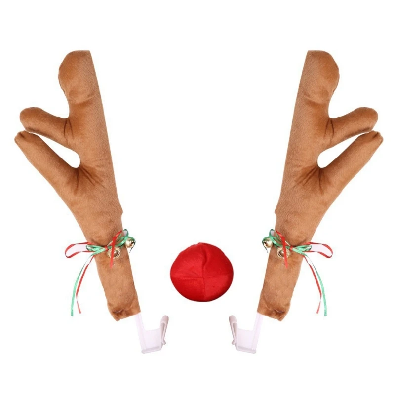 

G99F милые рога лося и нос, автомобильные украшения, рождественское украшение для автомобиля, рога северного оленя