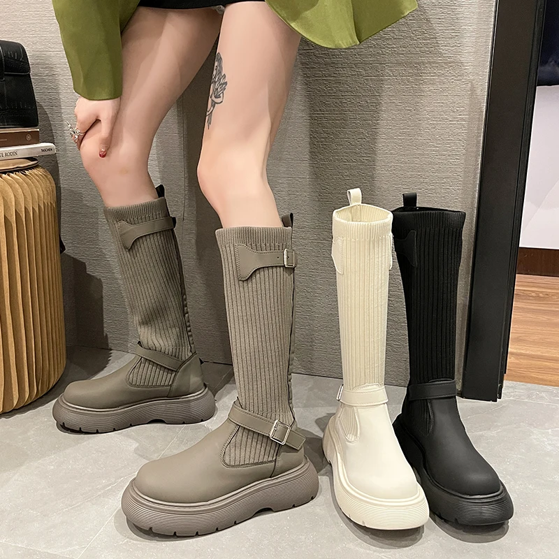

Rock Shoes Woman Round Toe Boots Sexy Thigh High Heels High Sexy Boots-Women Ladies Over-the-Knee Autumn Rubber 2022 Lolita Fla