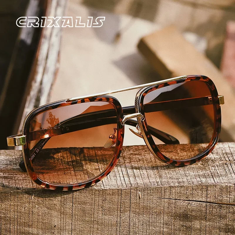 

CRIXALIS Luxury Brand Design Sun Glasses For Men 2022 Vintage Square Sunglasses Women Anti Glare Driving Steampunk Goggles Lady