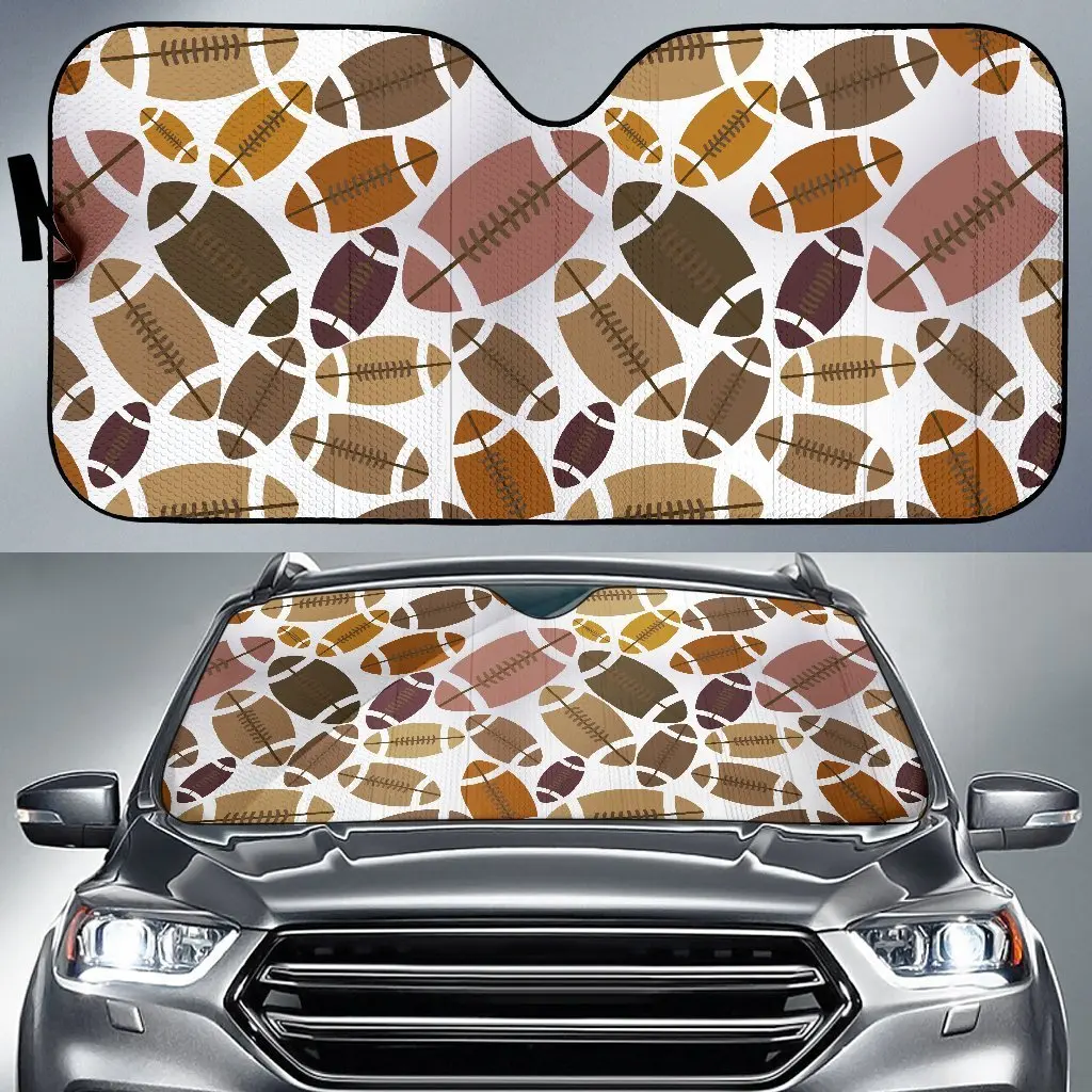

American Football Rugby Ball Pattern Print Auto Sun Shade Car Windshield Window Cover Sunshade