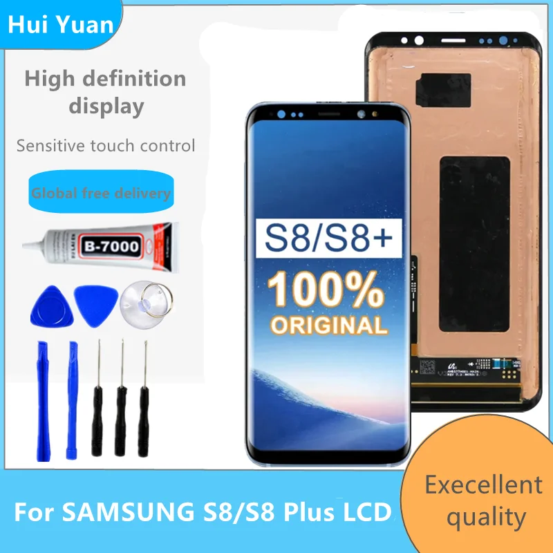 

100% Оригинальный S8 ЖК-дисплей с рамкой для Samsung Galaxy S8 plus G955fd G955F G955 ЖК-дисплей S8 G950 G950F сенсорный экран дигитайзер