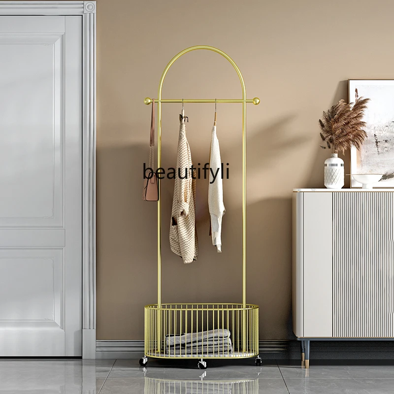 

zqLight Luxury Wheeled Mobile Coat Rack Nordic Bedroom Hanger
