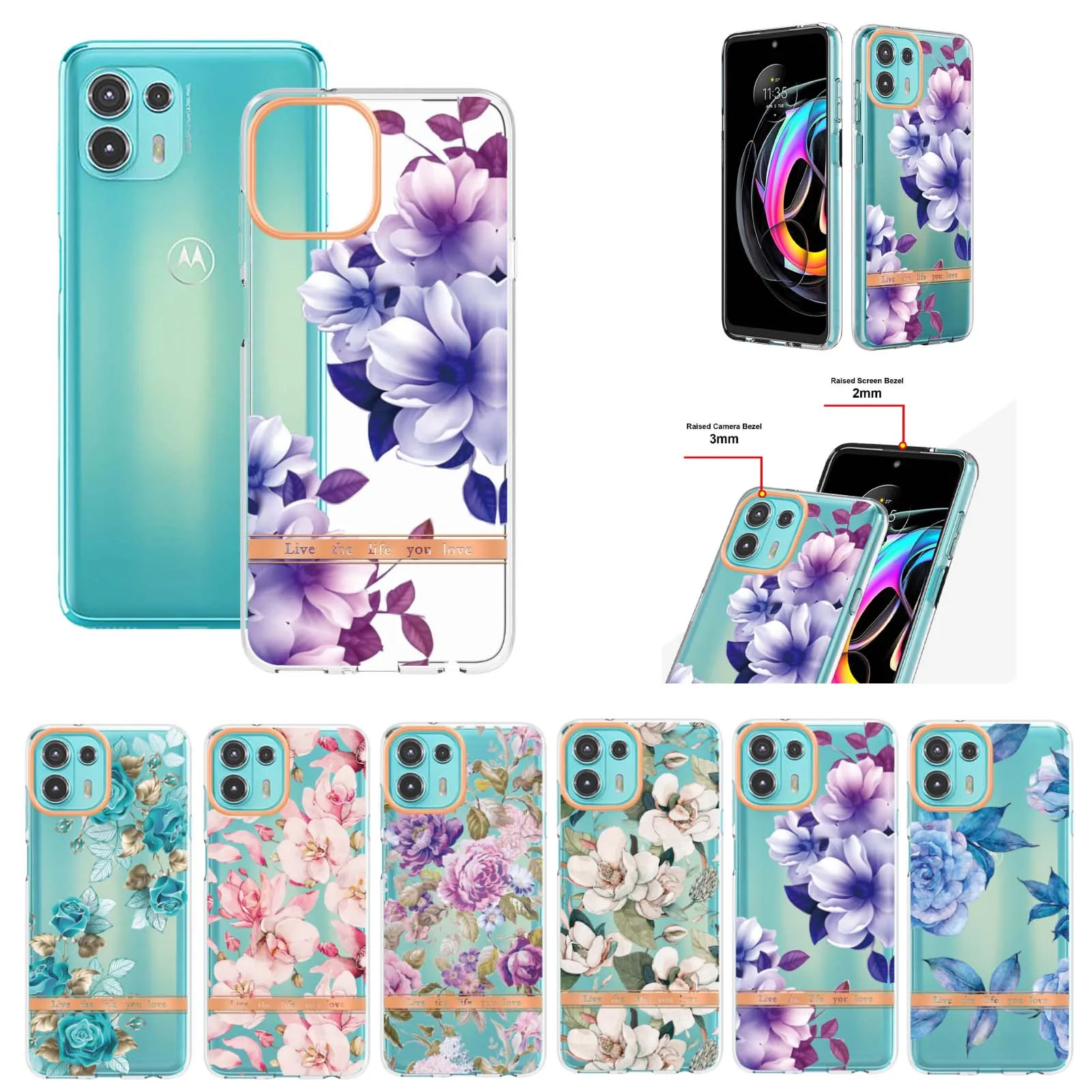 

Cute Flowers Case for Motorola Moto Edge 20 Lite G60 G40 Fusion G30 G20 E7 Power G Pure G50 E40 E30 Plating Protect Phone Cover