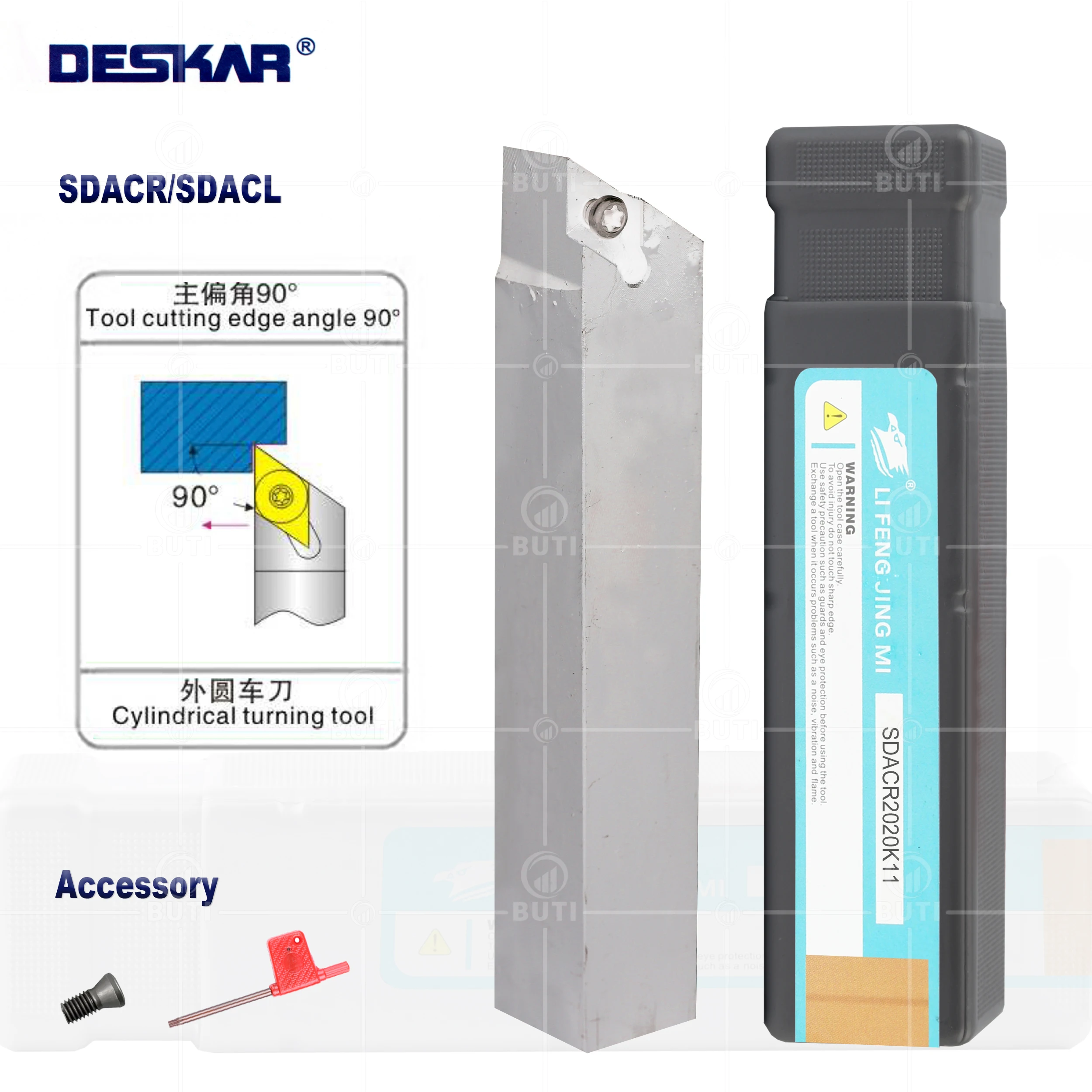

DESKAR 100% Original SDACR/L0808/1010/1212/1616/2020/2525 CNC Lathe White External Turning Tools Holders For DCMT Carbide Blades