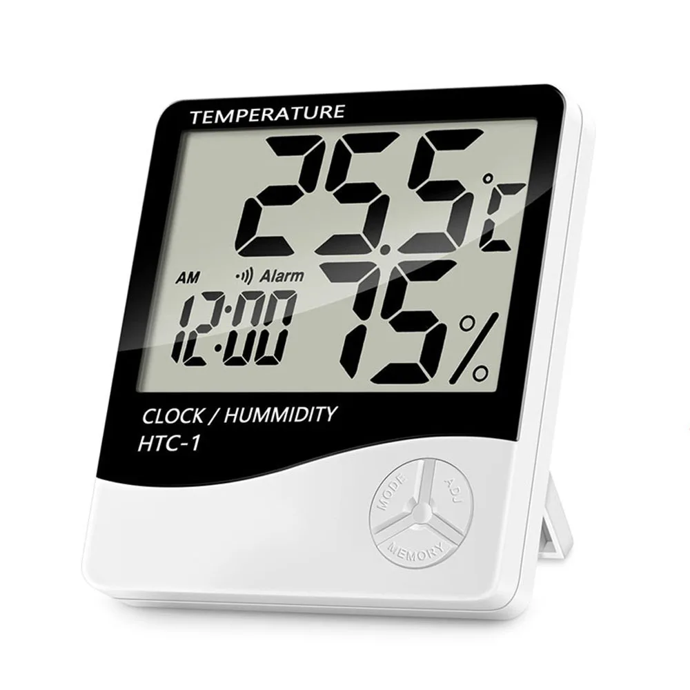 digital lcd electronic thermometer humidity meter hygrometer weather station indoor with alarm clock htc 1 htc 2 free global shipping