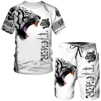 3d mens lion summer print casual sportswear t shirts shorts 2 piece man running suit male outfit clothestracksuits sets