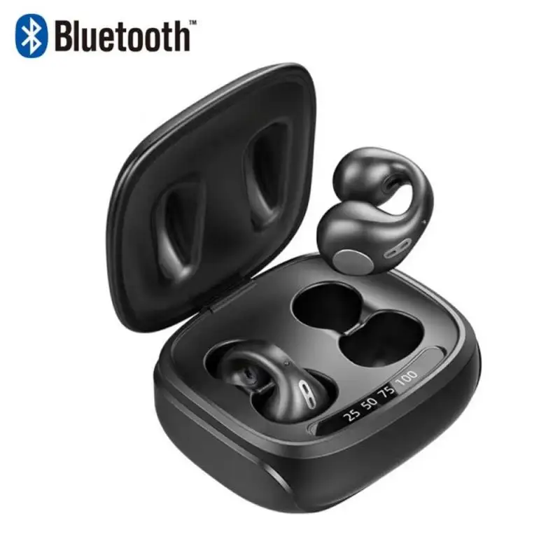

2023 NEW Bone Conduction Earphone Bluetooth5.3 Ear Clip On Ear Earring Wireless Headphones Sports Headsets Ear Hook With Mic