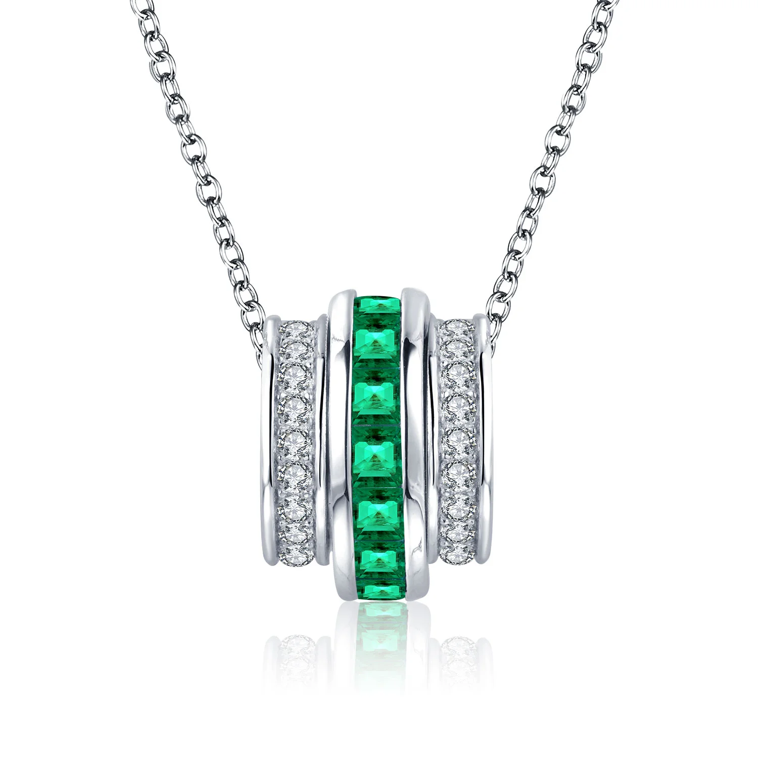 

Wheel Pendants Asscher Cut Zambia Lab Emerald Necklace Sterling Silver 925 Pendant Necklace Classic Style