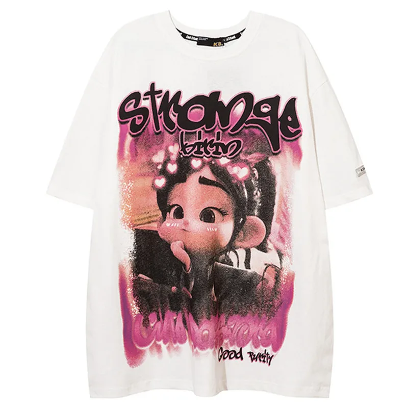 

Hip Hop Oversized T-shirt Streetwear Letter Graphic T-shirts Harajuku Casual Short Sleeve Tops Tees Fashion Korean Tops Tees