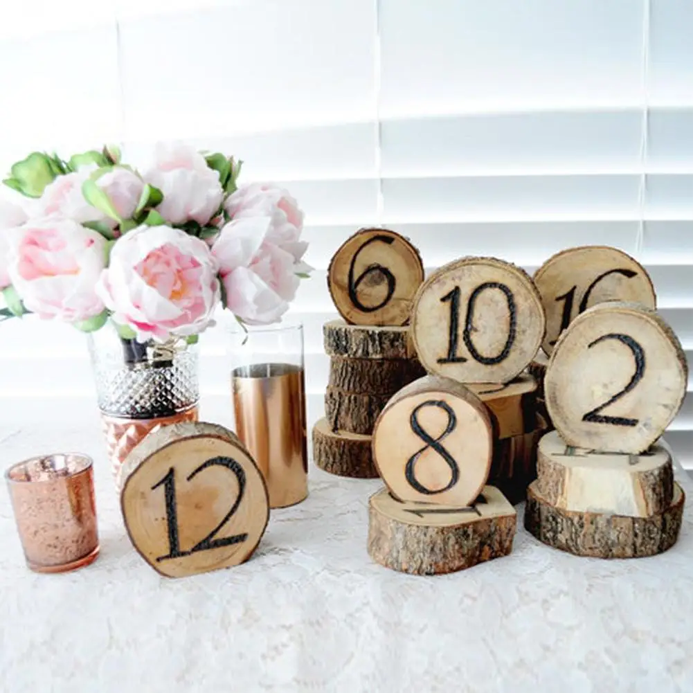 

1-10 Digital Wooden Block Engraved Wedding Table Numbers Rustic Table Decor Ornaments