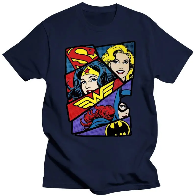 Мужская одежда 100% хлопок чудо логотип Supergirl Batgirl черная футболка |