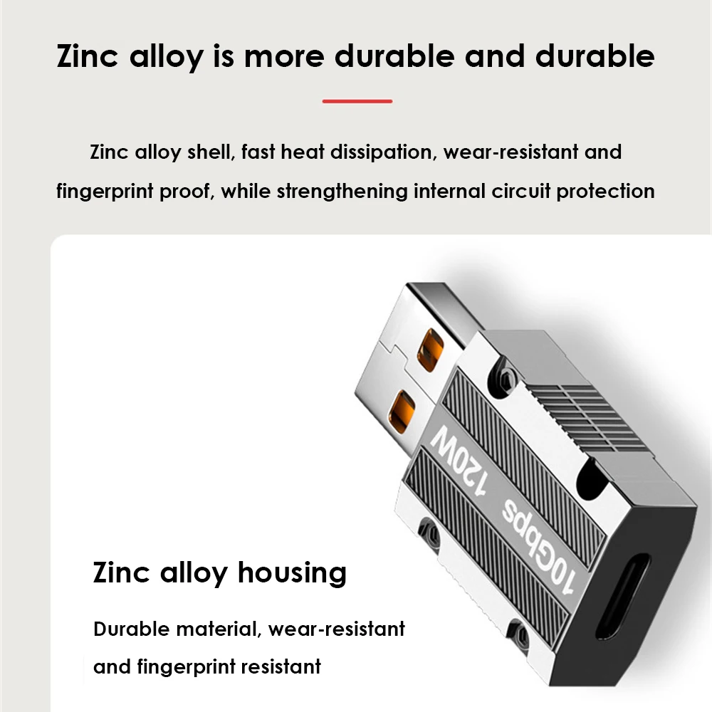 TYPE-C Bus To USB Male 120W Fast Charging Zinc Alloy Mechanical Wind 10GBPS Fast Transmission OTG Adapter For PC Laptop Phone