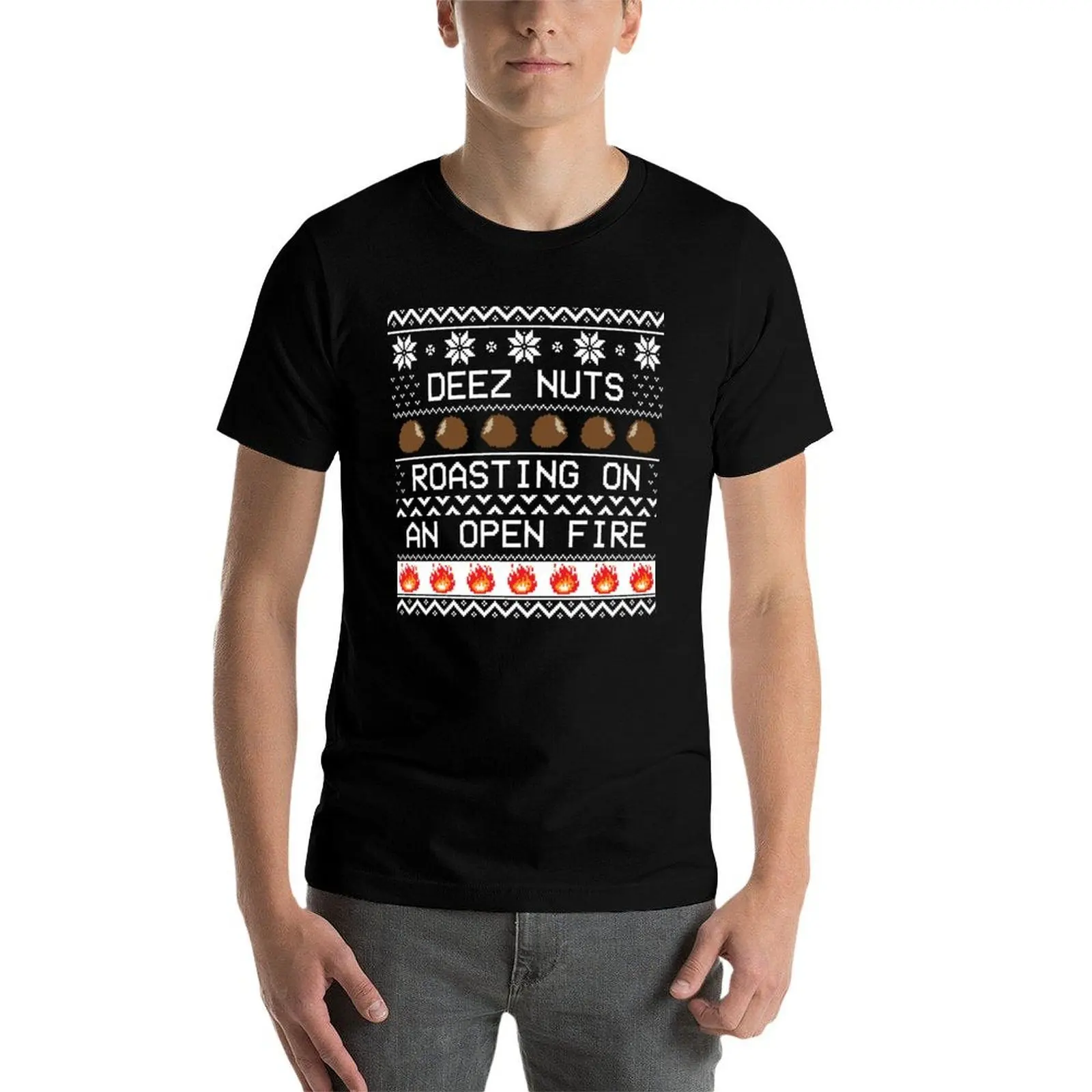 Фото Футболка Roasting Deez Nuts Ugly Sweater, праздничный повседневный топ с короткими рукавами №4