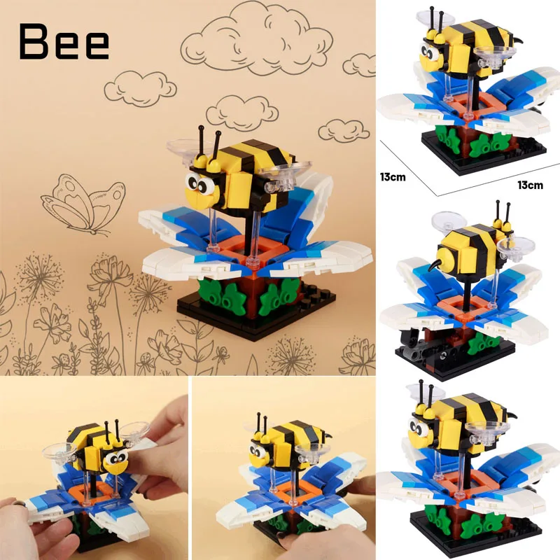 

Игрушка MOC для сборки, Интерактивная игрушка, цветок, животное, пчела, строительный блок, миниатюрная модель, кирпичи, забавный подарок для детей, рождественский подарок