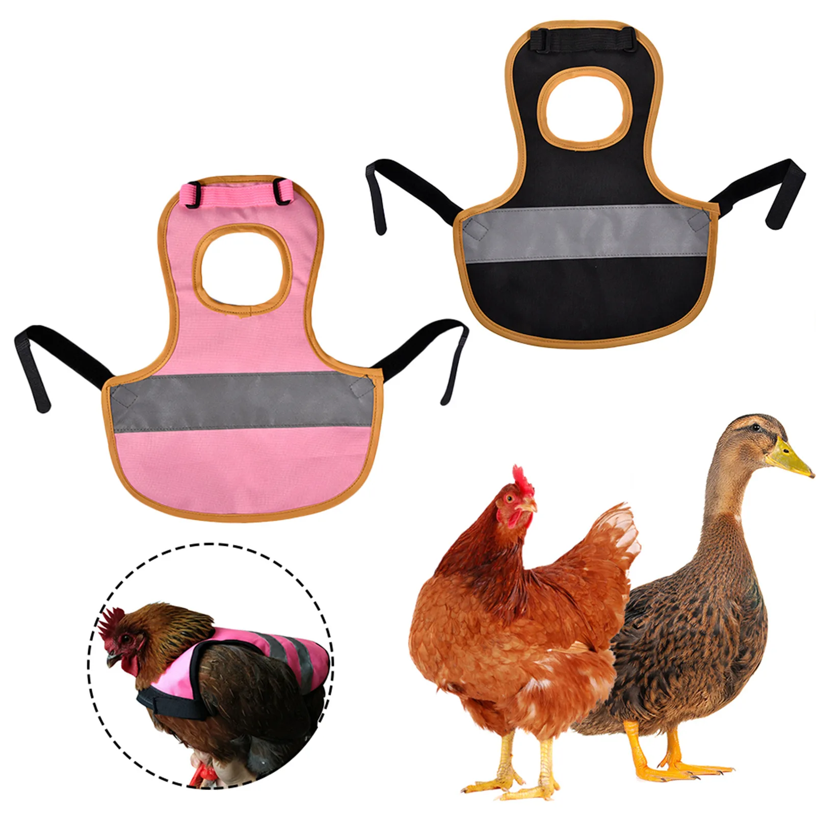 Chicken Saddle for Hens Poultry Apron with Elastic Strap Chicken Protection Suit for Small Medium Large Hen Ducks Black/Pink