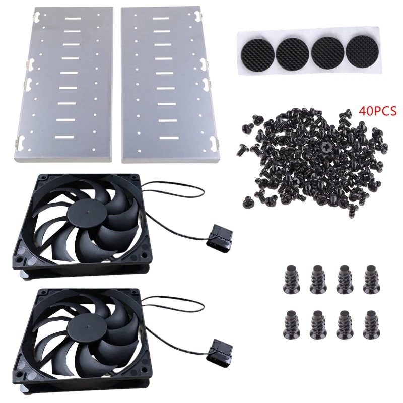 

Hard Cage 10 Bays HDD Array HDD Stacking Bracket with 4.72in Fans SSD Bracket Rustproof Aluminum