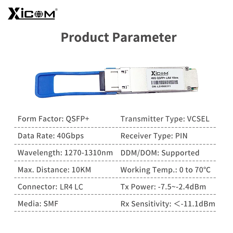 40G QSFP+LR4 Single Mode  1270-1310nm LC Duplex 10KM SMF Fiber Optical  Module Compatible with Cisco