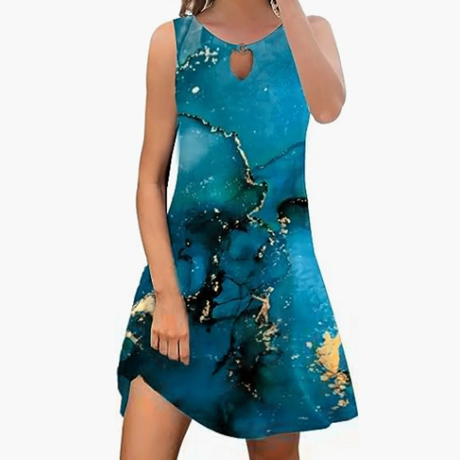 

Летние платья для женщин, Повседневная модная накидка в стиле бохо с цветочным принтом и круглым вырезом