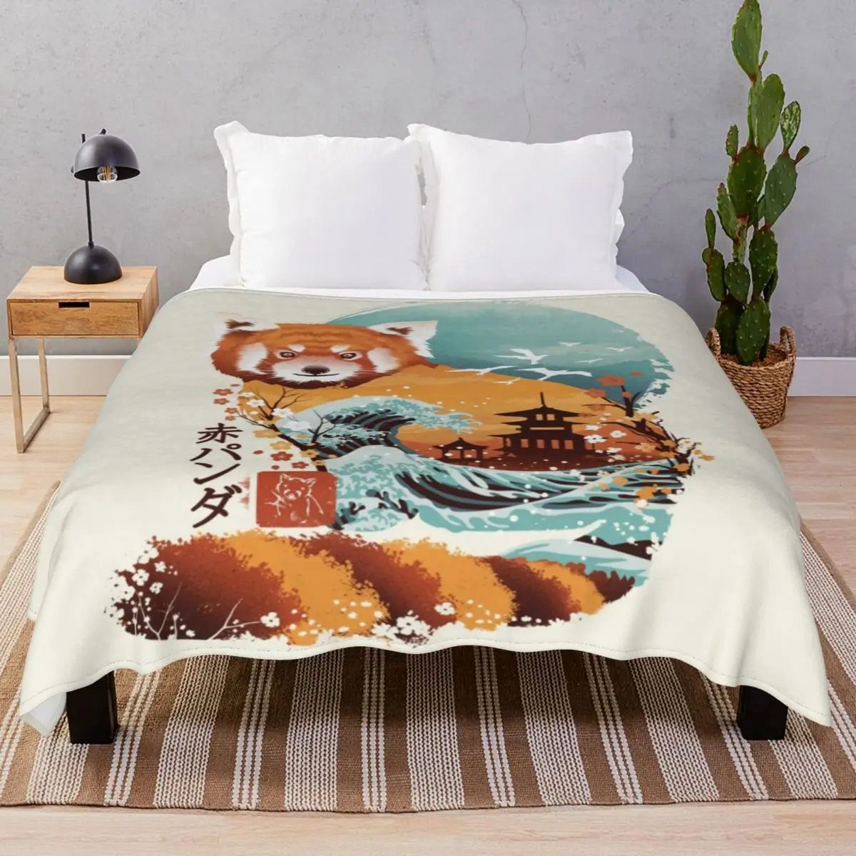 Ukiyo E Red Panda Blanket Fleece Print Multi-function Throw Blankets for Bed Home Couch Travel Cinema