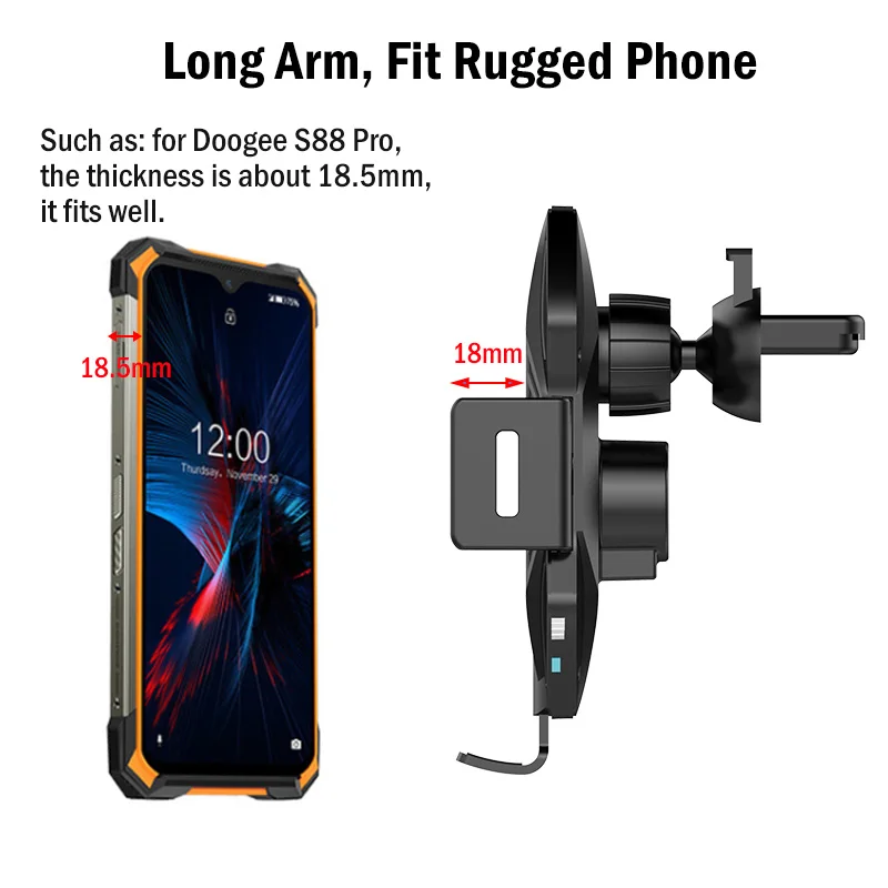 qi 10w fast car wireless charger for doogee s98 s95 s90 s90c s88 s68 s97 pro v10 v20 bl9000 automatic clamping car phone holder free global shipping