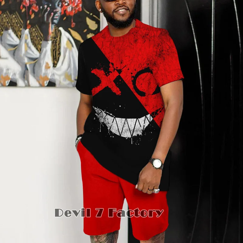 2023 Summer Men‘s Tracksuit Shorts Sets Fashion T Shirt Short Sleeve 2 Piece Suit Oversized Man Clothing Tops Sportswear Outfits