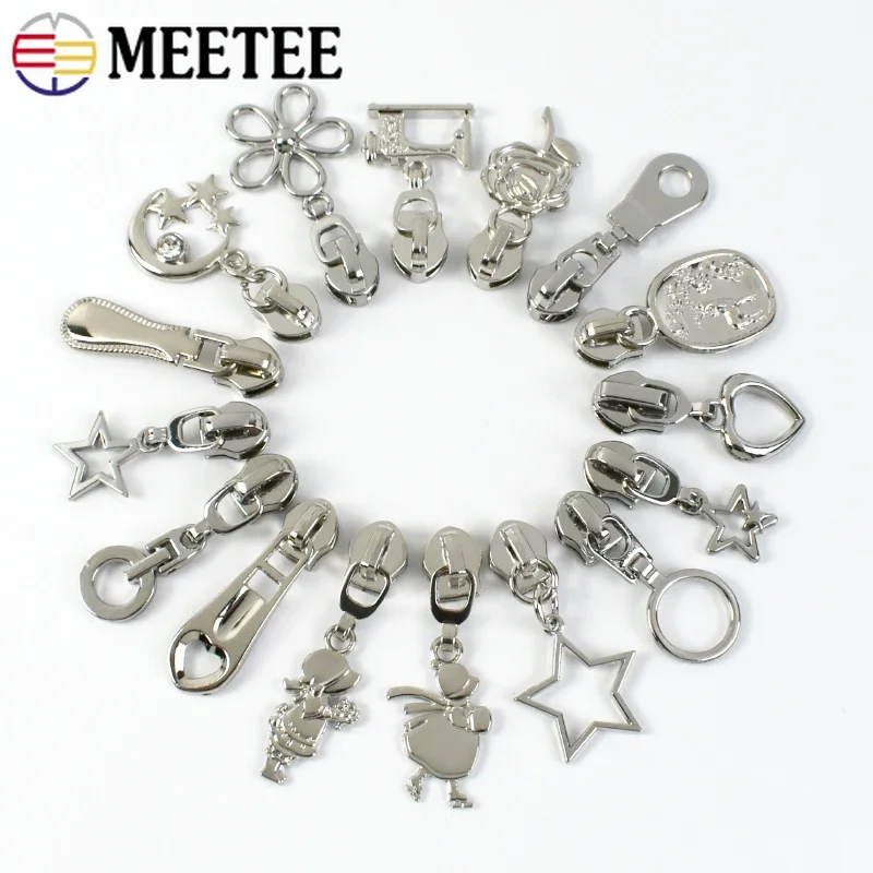 10-100Pcs 5# Silver Zipper Slider for Nylon Zippers Bag Pocket Zips Head Zip Pulls Zip Repair Kit DIY Garment Sewing Accessories